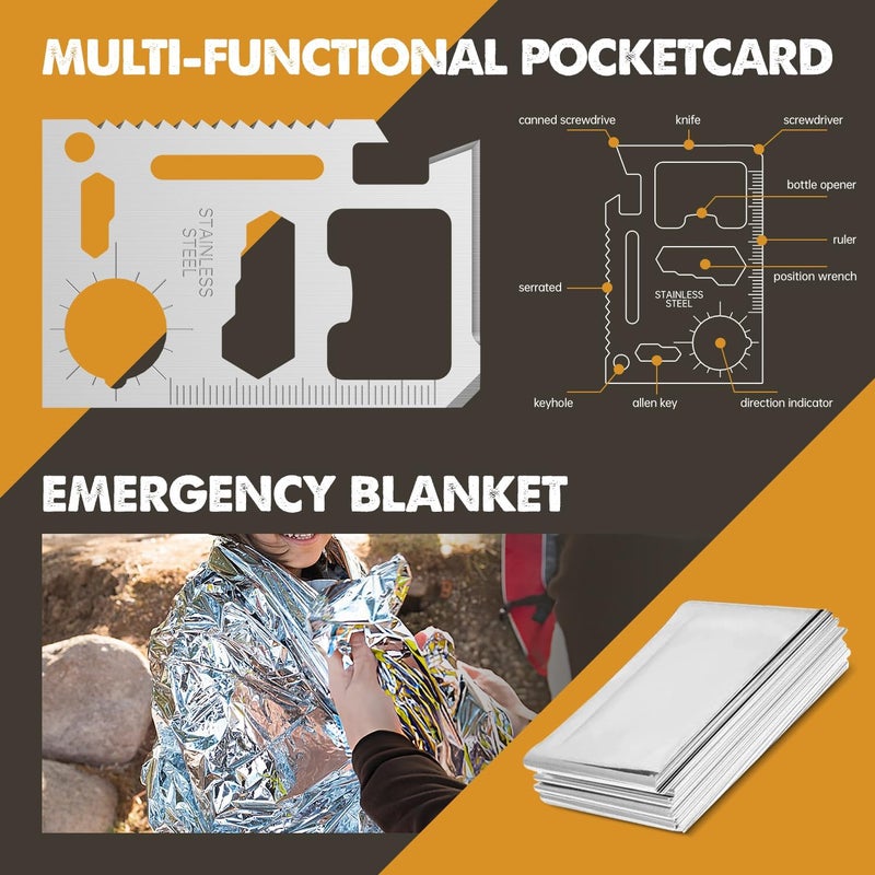 BesTuckle Gifts for Men Him Dad, Survival Kit and Equipment 25 Pcs, Valentines Gifts for him, Christmas Stocking Stuffers,Camping Essentials, Survival Gear, Cool Gadgets for Men - Image 5